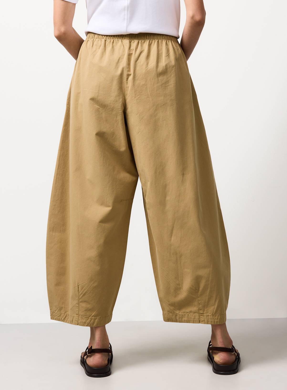Stone Relaxed Pull On Barrel Leg Trousers 12 - Image 4