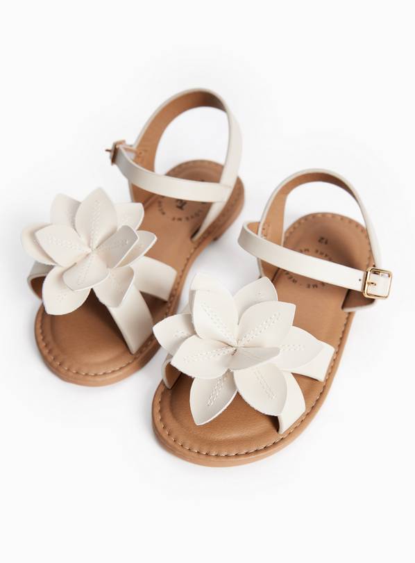 White Flower Detail Strappy Sandals 7 Infant