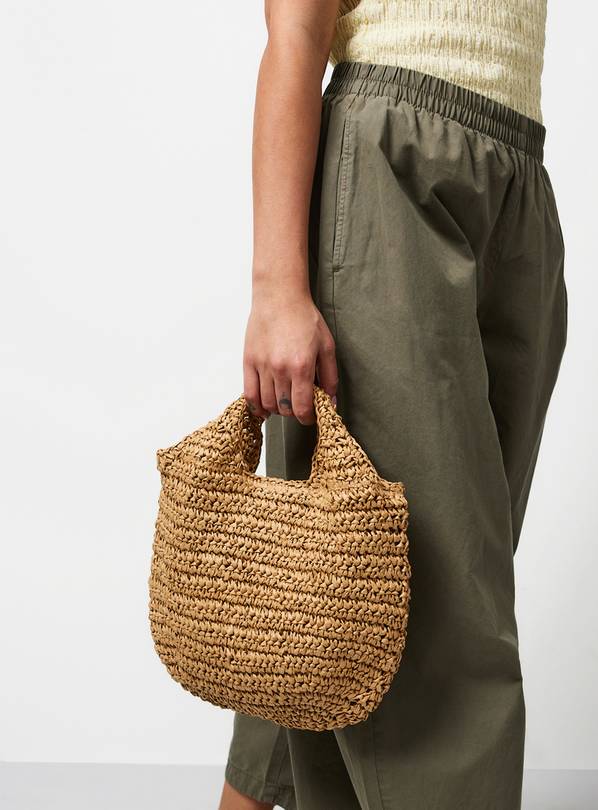 Neutral Straw Handheld Shopper Bag One Size