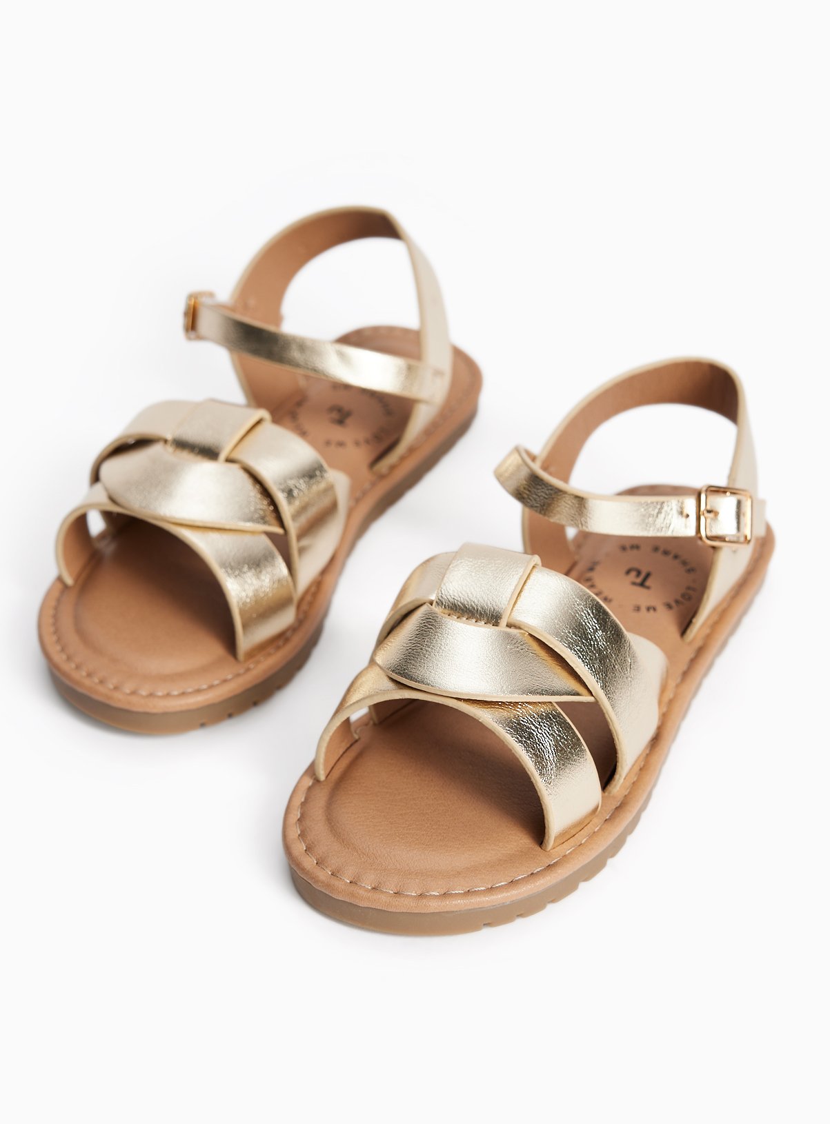 Gold Metallic Finish Strappy Sandals 12 Infant - Image 2 thumbnail