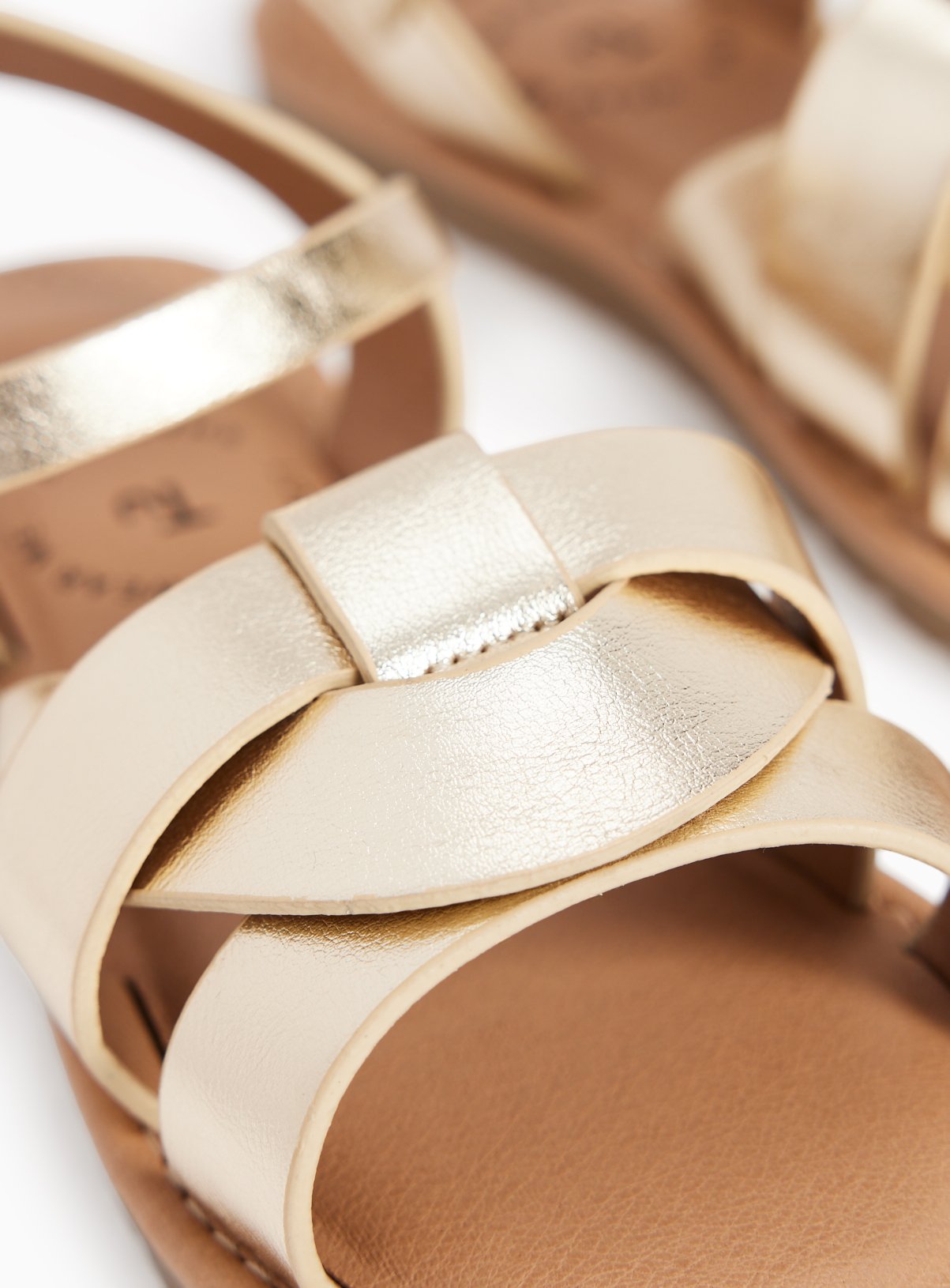 Gold Metallic Finish Strappy Sandals 12 Infant - Image 3 thumbnail