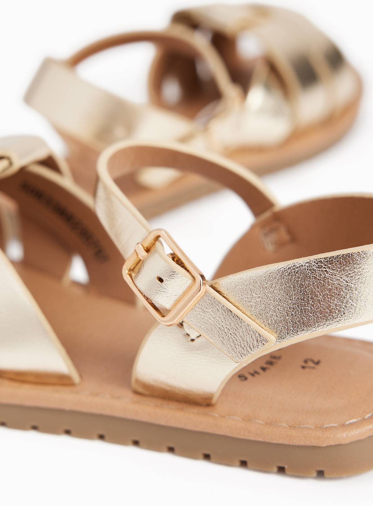 Gold Metallic Finish Strappy Sandals 12 Infant - Image 4