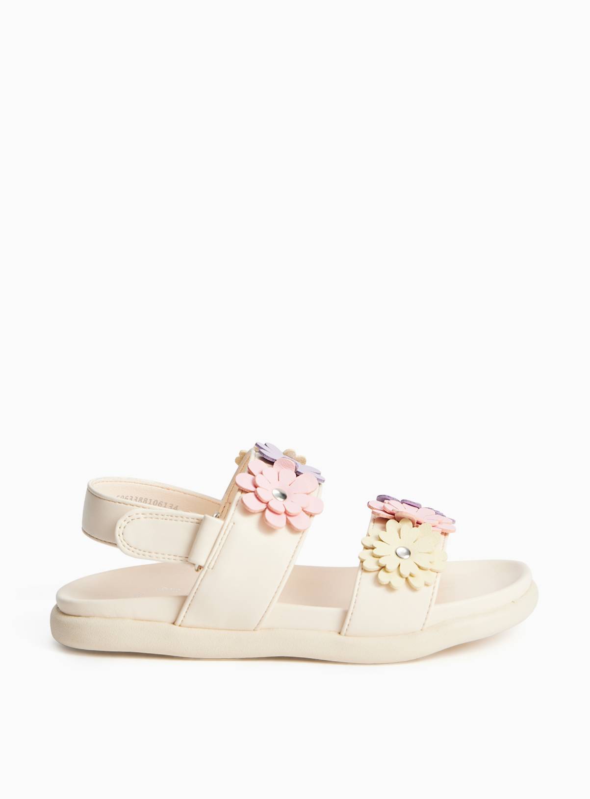 Cream Flower Detail Footbed Sandals 6 Infant - Image 1