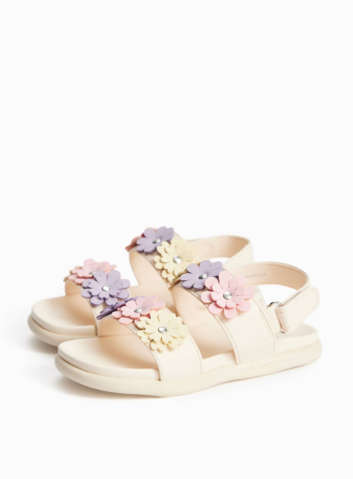 Cream Flower Detail Footbed Sandals 6 Infant - Image 2