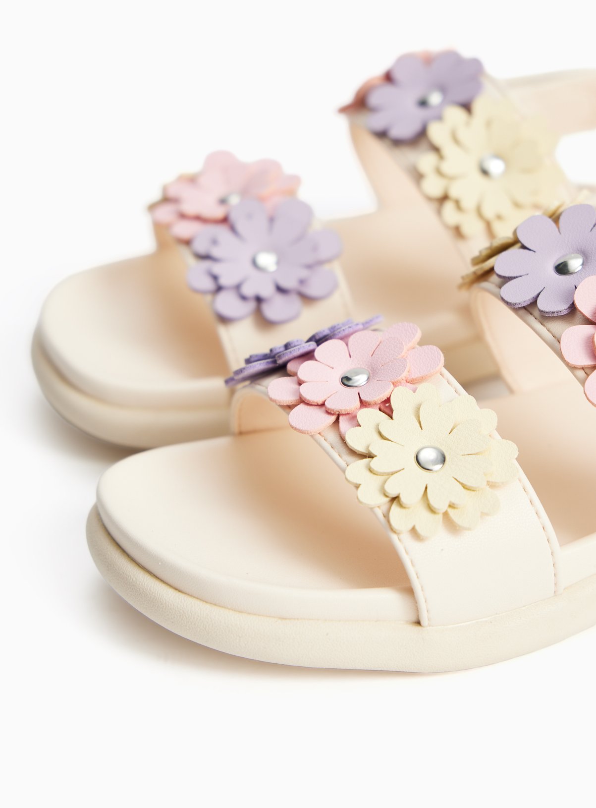 Cream Flower Detail Footbed Sandals 6 Infant - Image 3 thumbnail