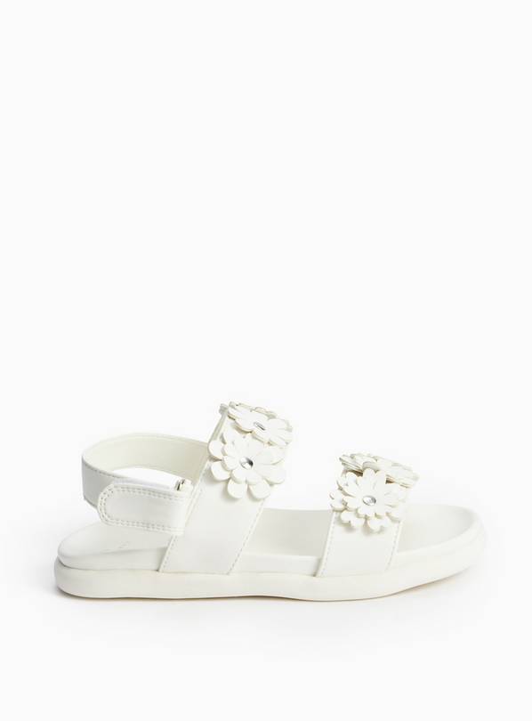 White Flower Detail Footbed Sandals 8 Infant