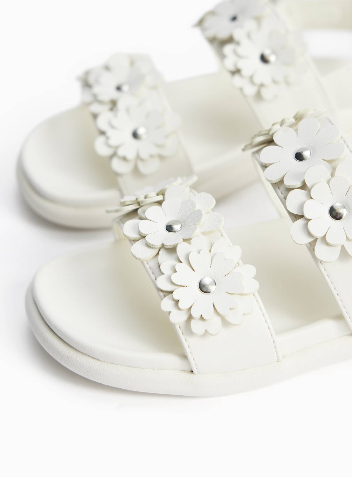 White Flower Detail Footbed Sandals 9 Infant - Image 3