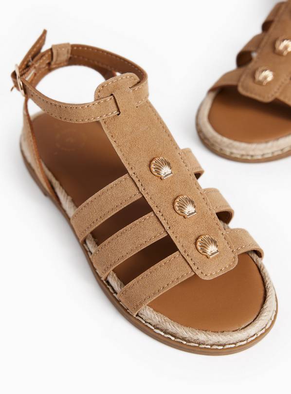 Stone Gold Shell Detail Gladiator Sandals 13 Infant