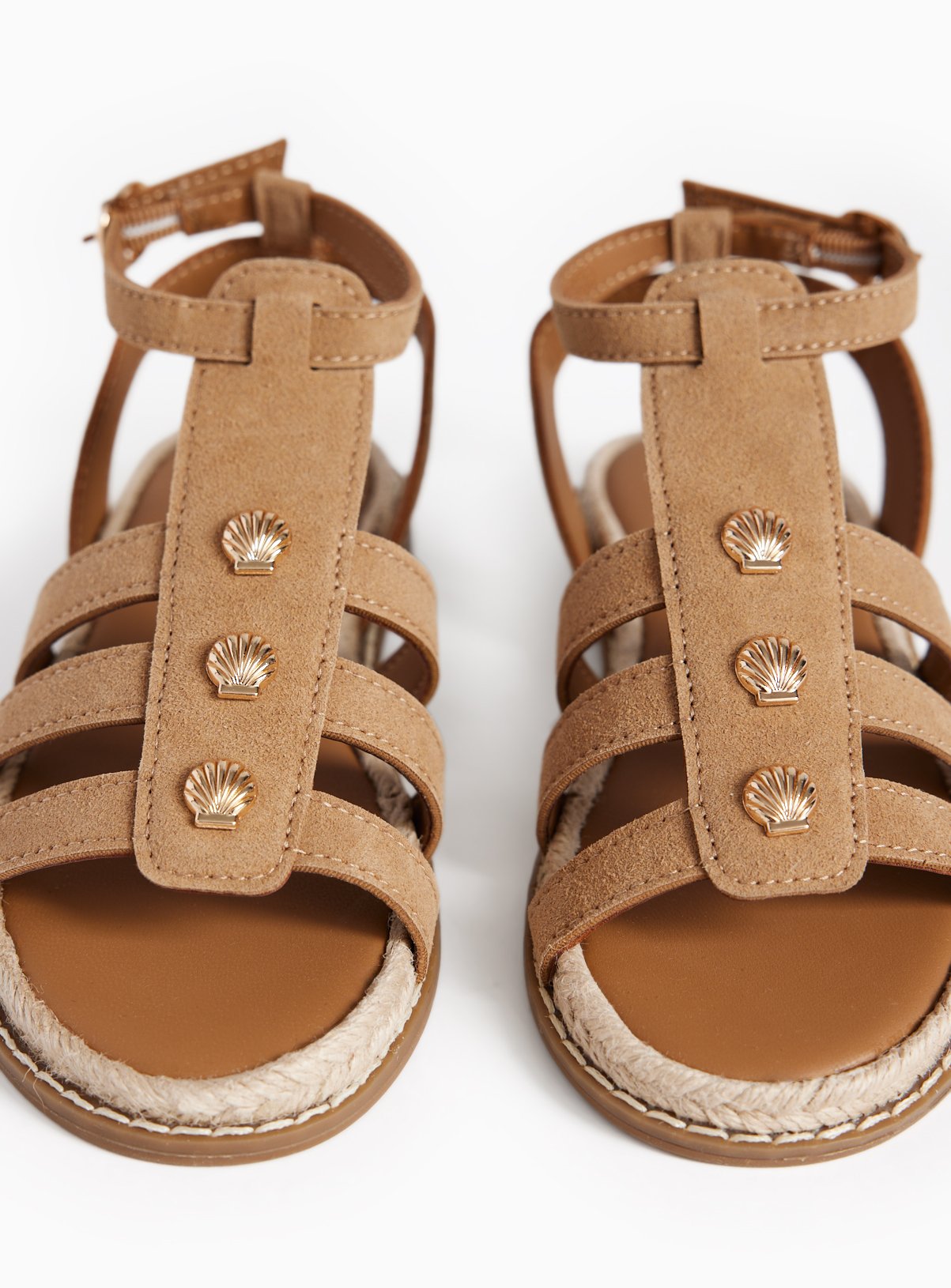 Stone Gold Shell Detail Gladiator Sandals 13 Infant - Image 3 thumbnail