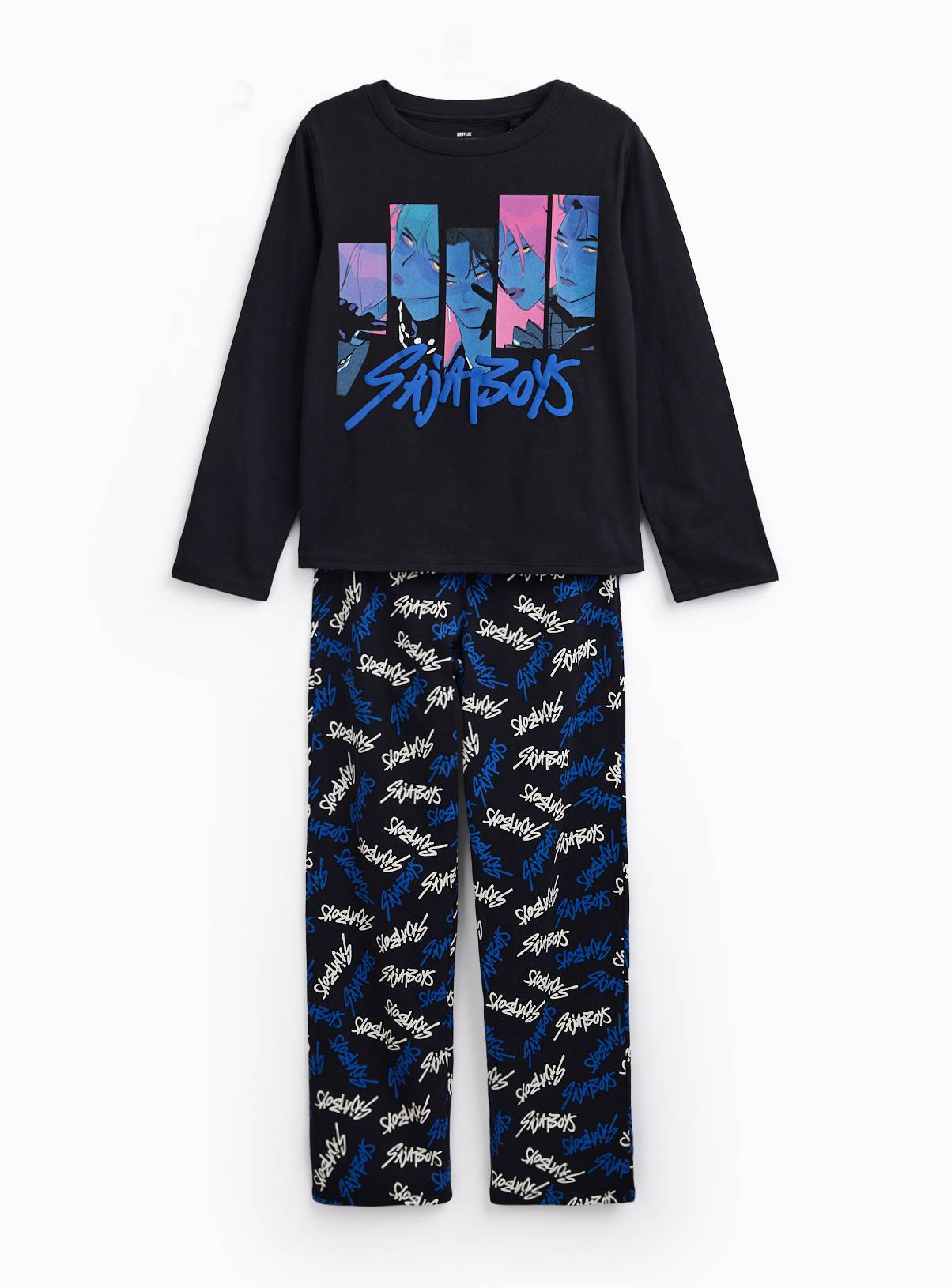 Black KPop Demon Hunters Saja Boys Pyjama Set 8-9 years - Image 1