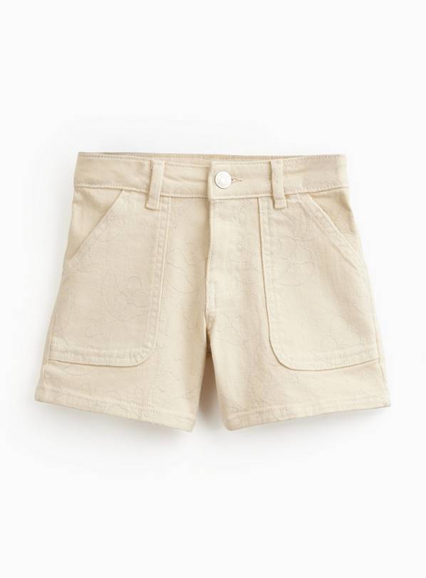 Cream Embroidered Detail Shorts 10 years