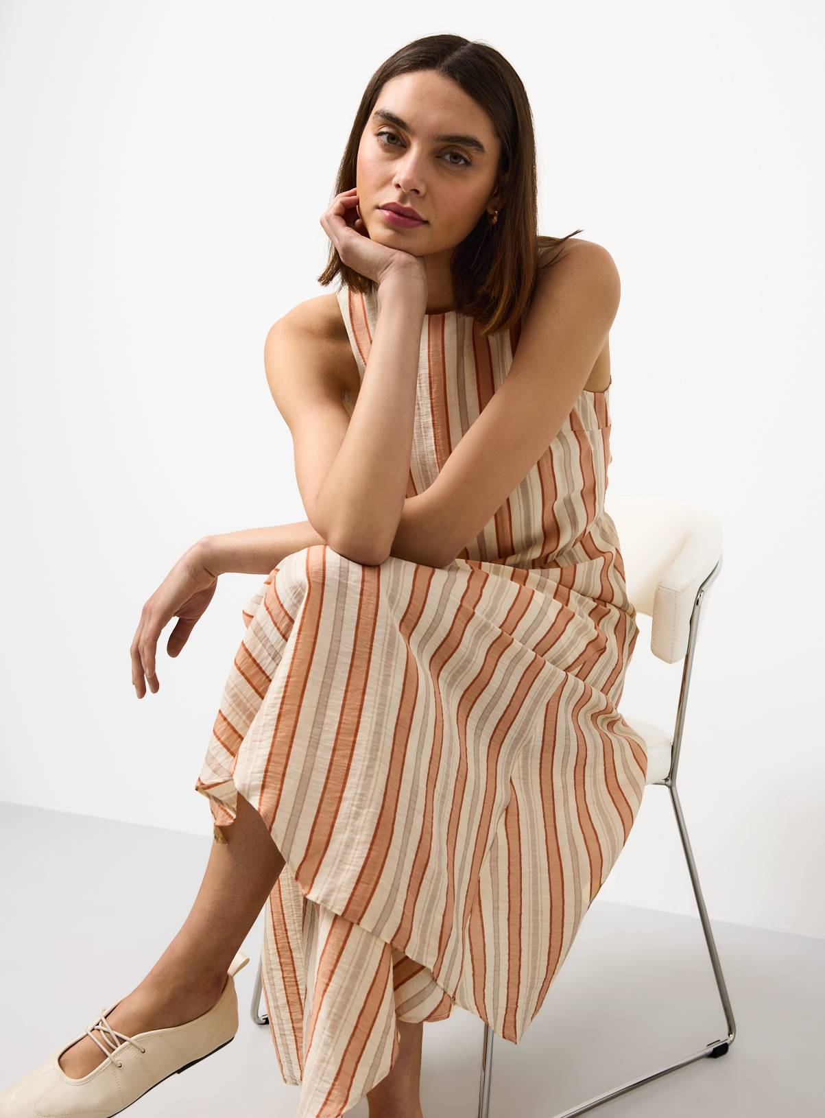 Orange Stripe Racer Back Shift Dress 10 - Image 2