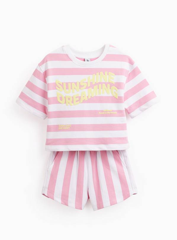 Pink Stripe Sunshine Dreaming Graphic T-Shirt & Shorts Set 3-4 years