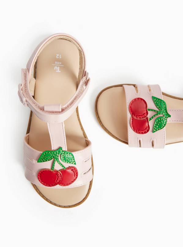 Pink Cherry Detail Strappy Sandals 8 Infant