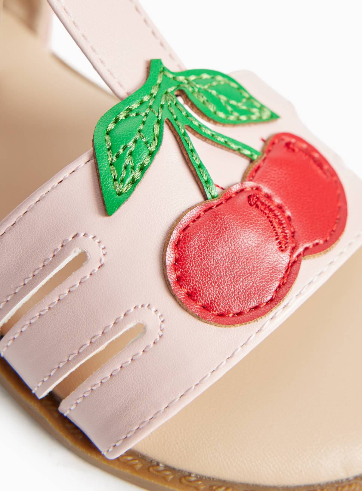 Pink Cherry Detail Strappy Sandals 8 Infant - Image 3