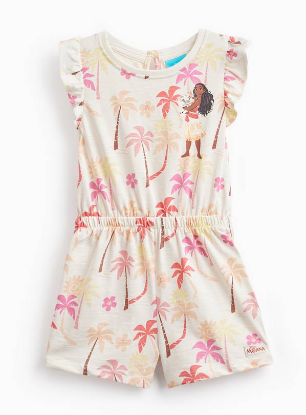 Yellow Disney Moana Print Frill Sleeve Playsuit 6-7 years