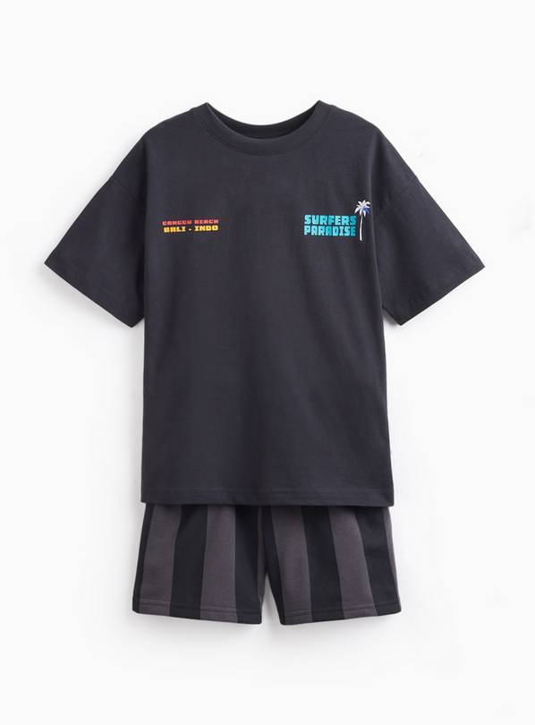 Graphic T-Shirt & Stripe Shorts Set 14 years