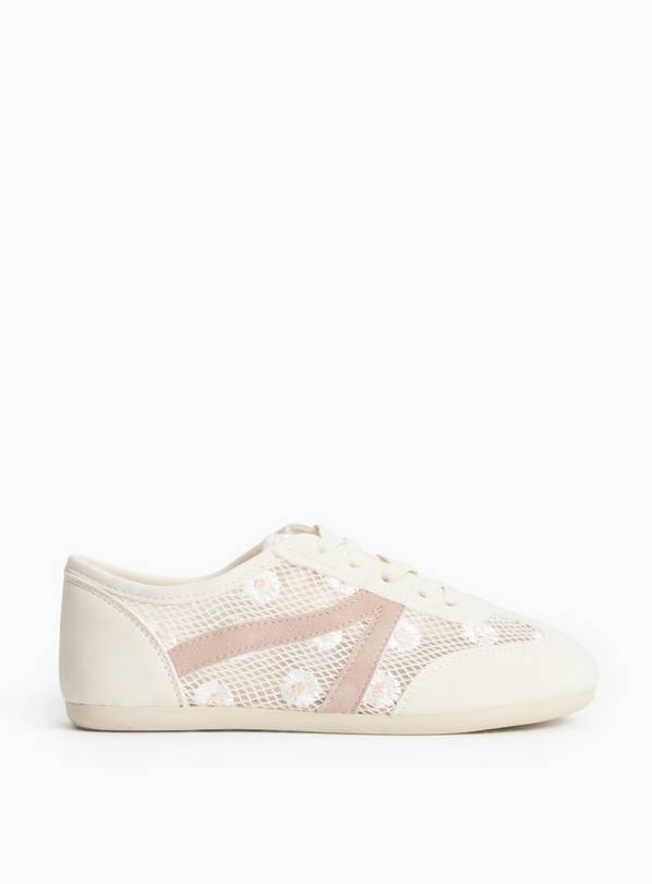 Cream Mesh Detail Low Profile Trainers 7 Infant