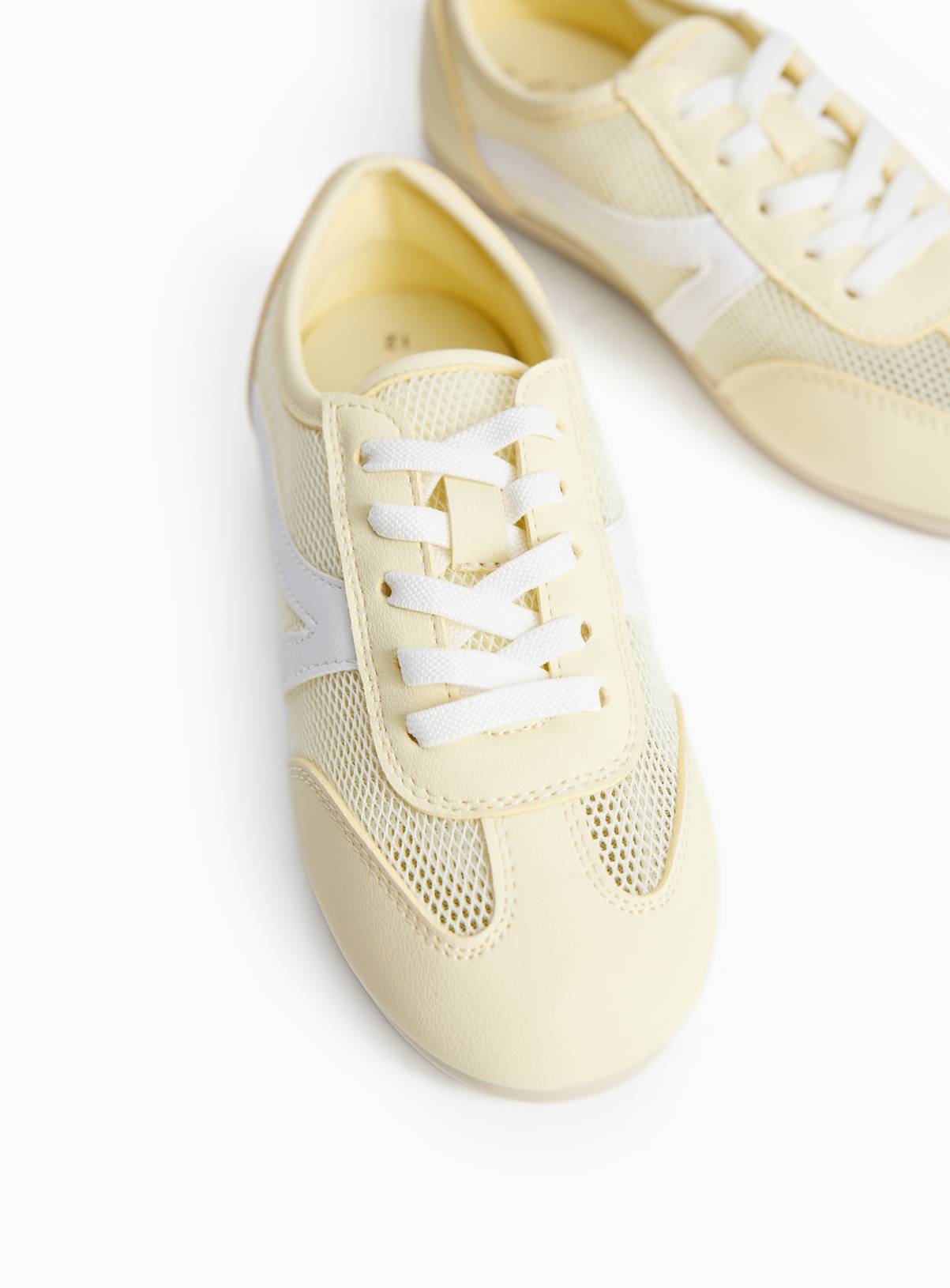 Yellow Mesh Detail Low Profile Trainers 4 - Image 1