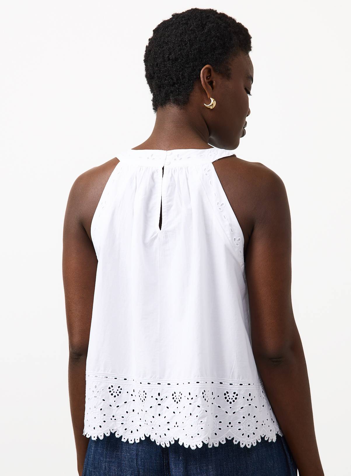 White Broderie Detail Halter Neck Shell Top 14 - Image 4