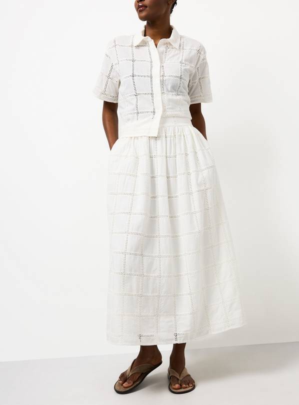 White Broderie Co-ord Full Skirt 12