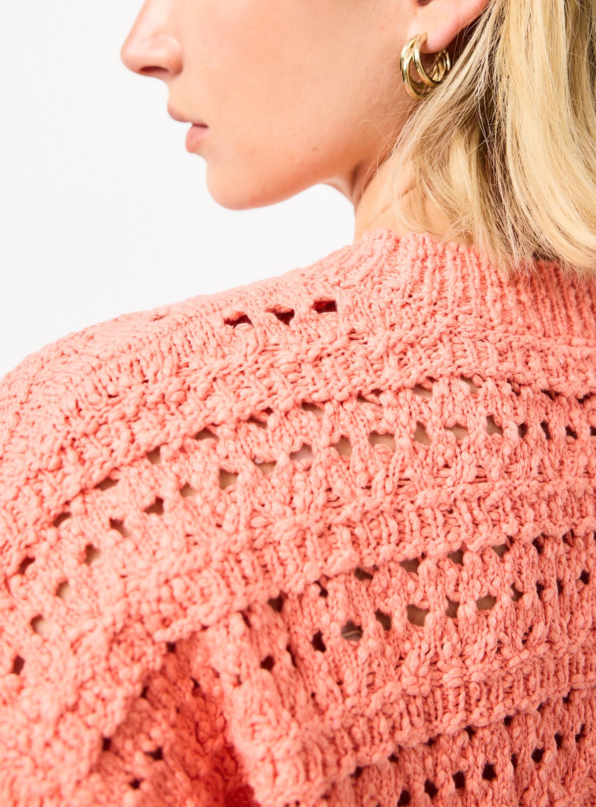Coral Slub Stitch Boxy Fit Knitted T-Shirt S - Image 3 thumbnail