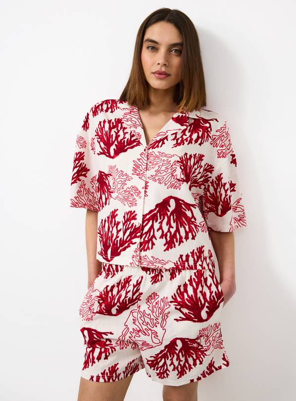 Red Coral Print Shorty Pyjamas 22