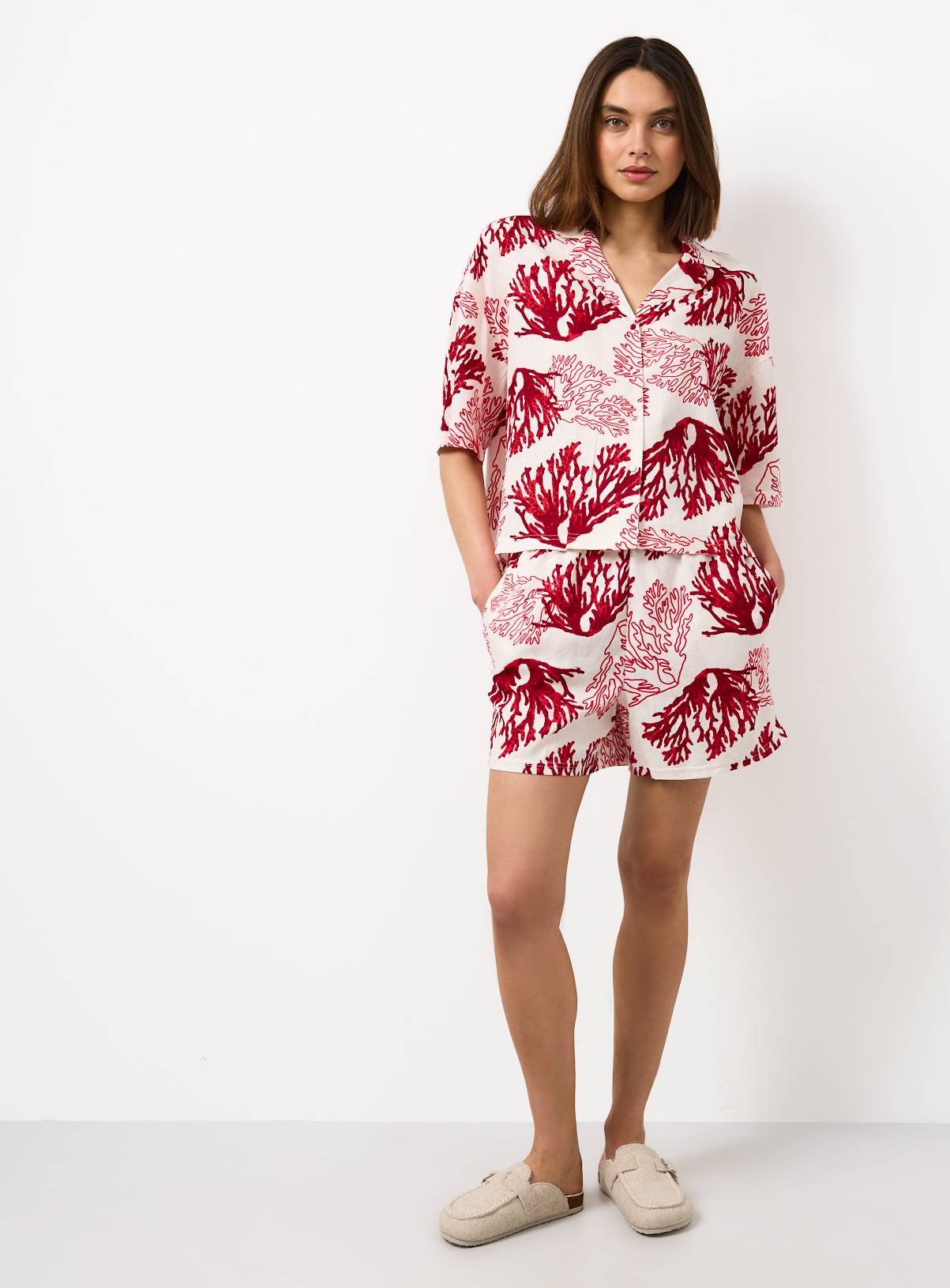 Red Coral Print Shortie Pyjamas 10 - Image 2