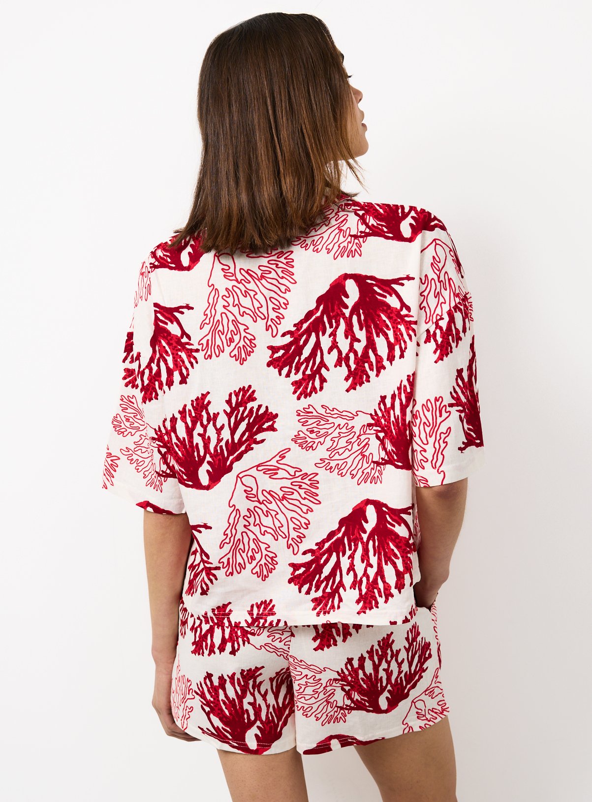 Red Coral Print Shortie Pyjamas 10 - Image 4 thumbnail