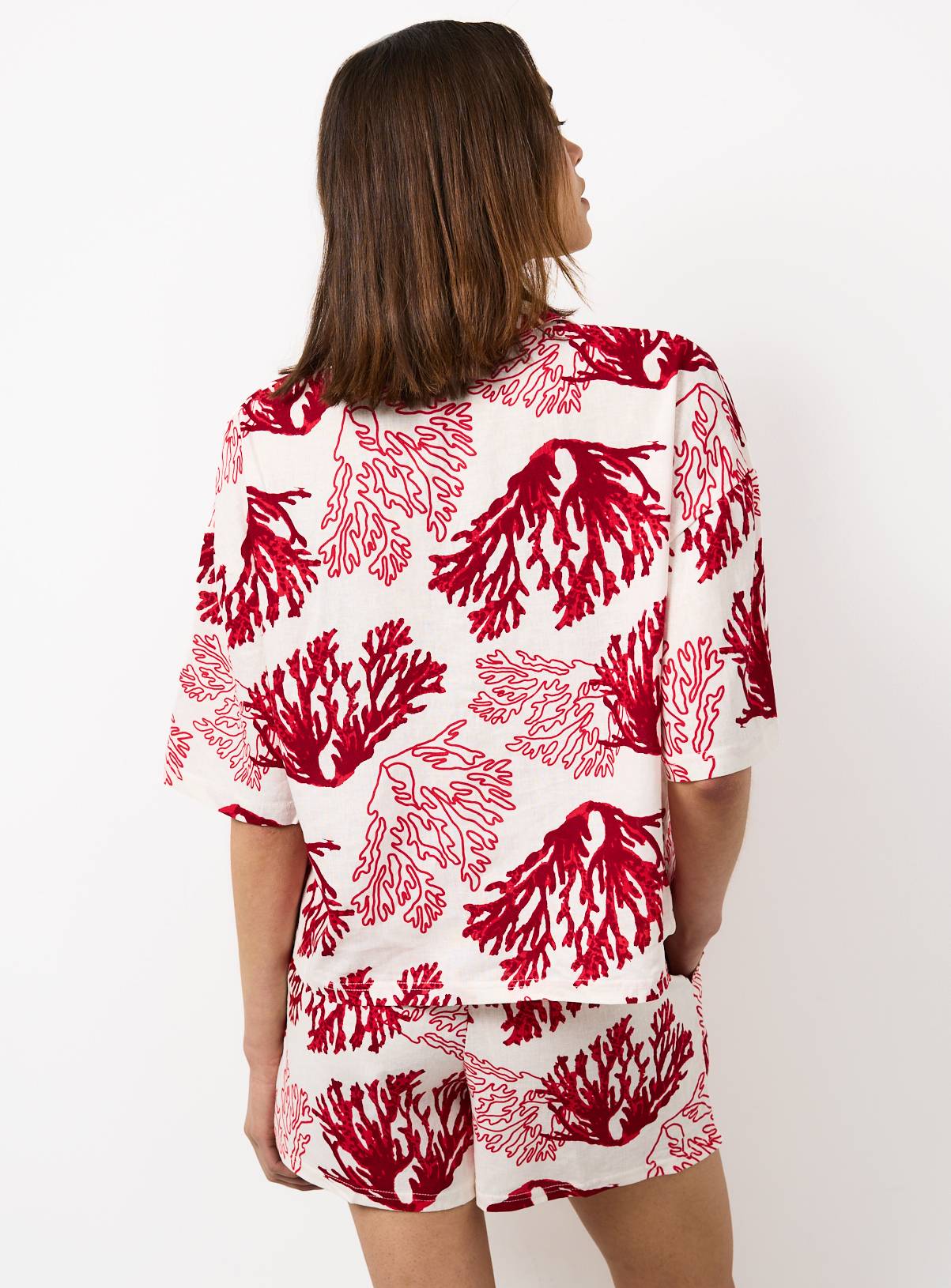 Red Coral Print Shortie Pyjamas 10 - Image 4