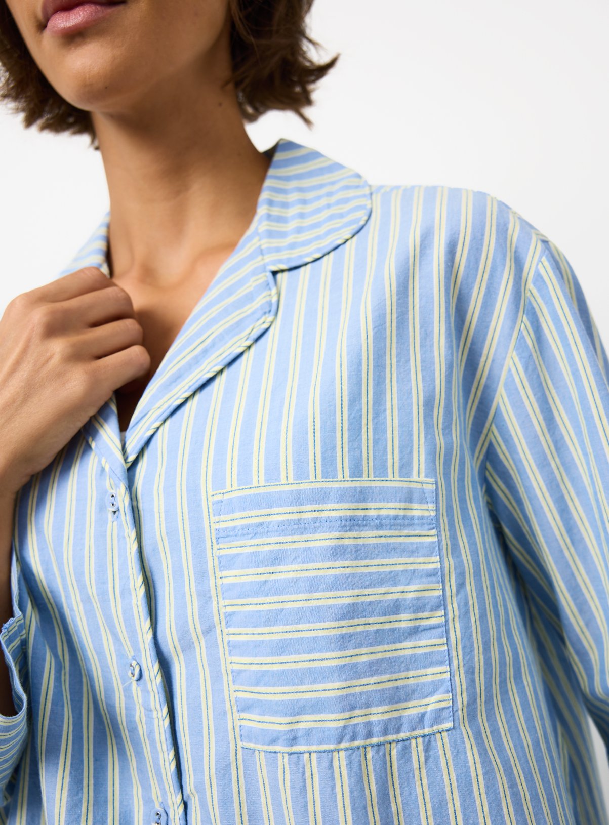 Blue Stripe Print Poplin Traditional Pyjamas S - Image 3 thumbnail