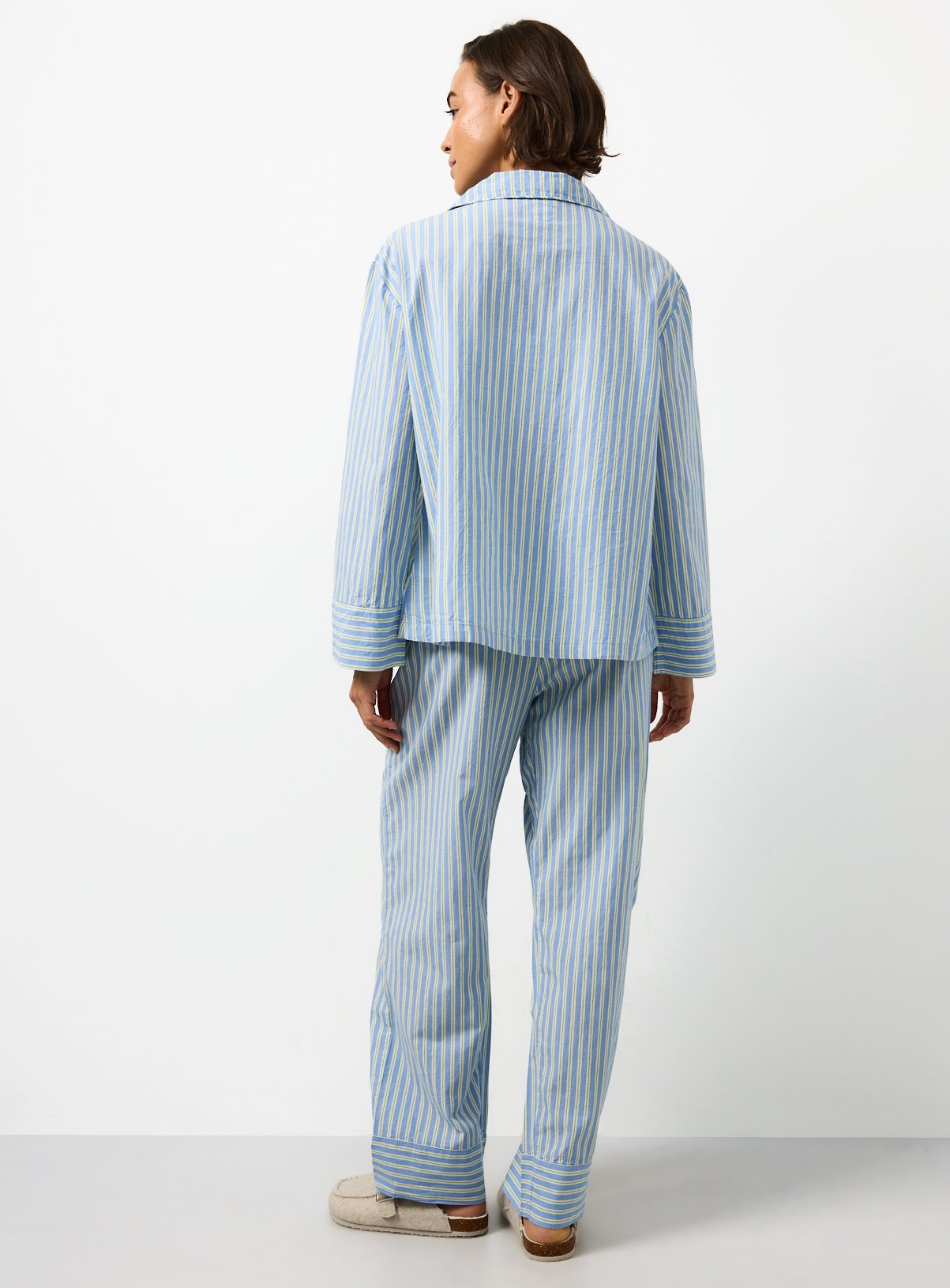 Blue Stripe Print Poplin Traditional Pyjamas S - Image 4 thumbnail