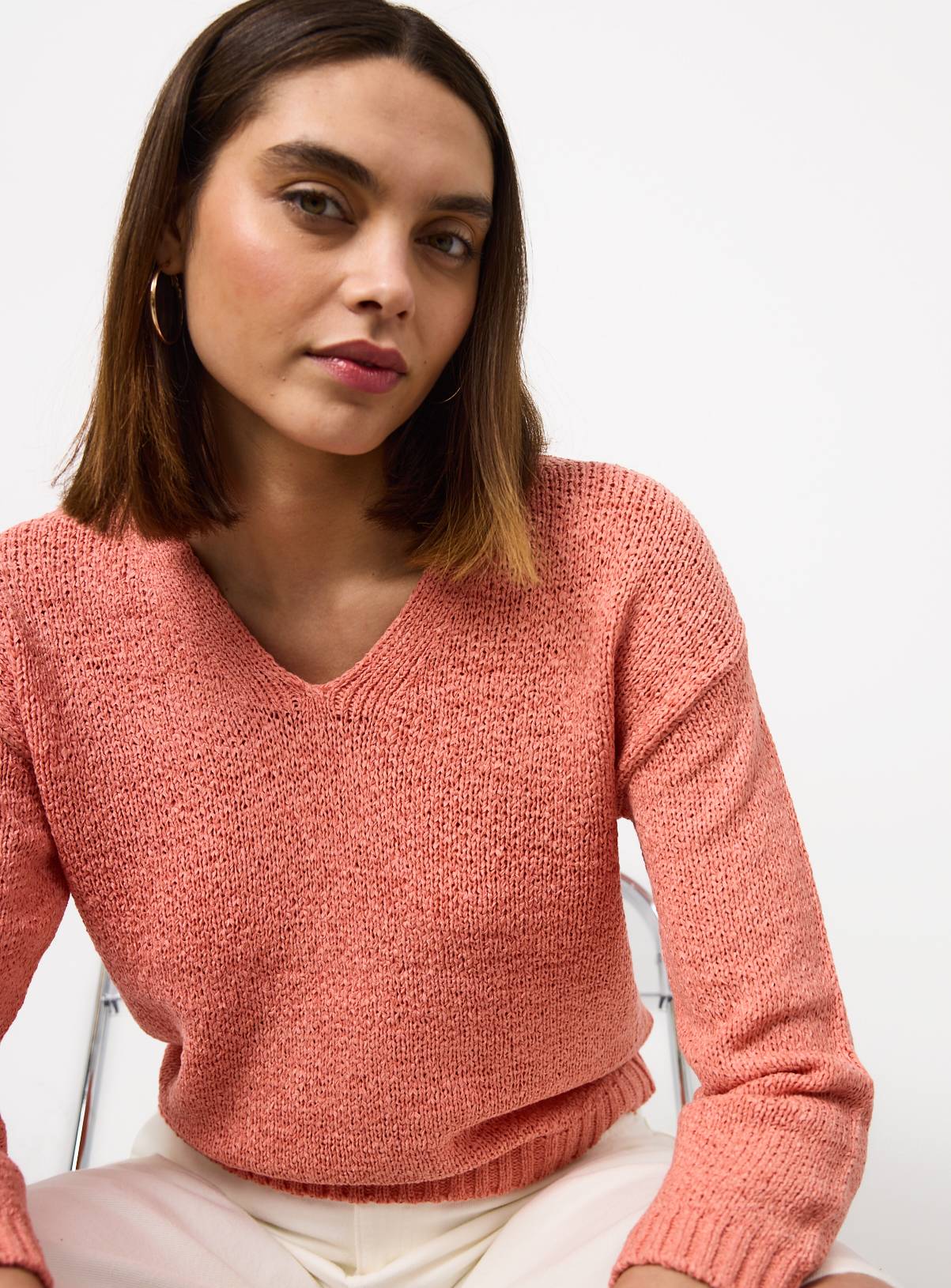 Coral V Neck Knitted Jumper XL - Image 1
