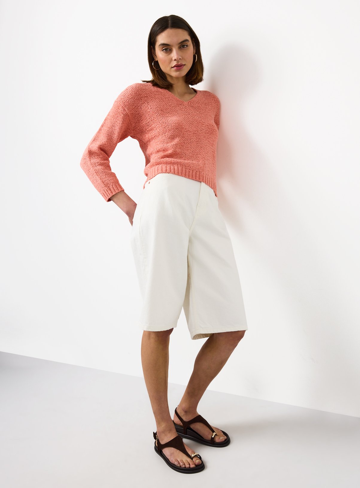 Coral V Neck Knitted Jumper XL - Image 2 thumbnail