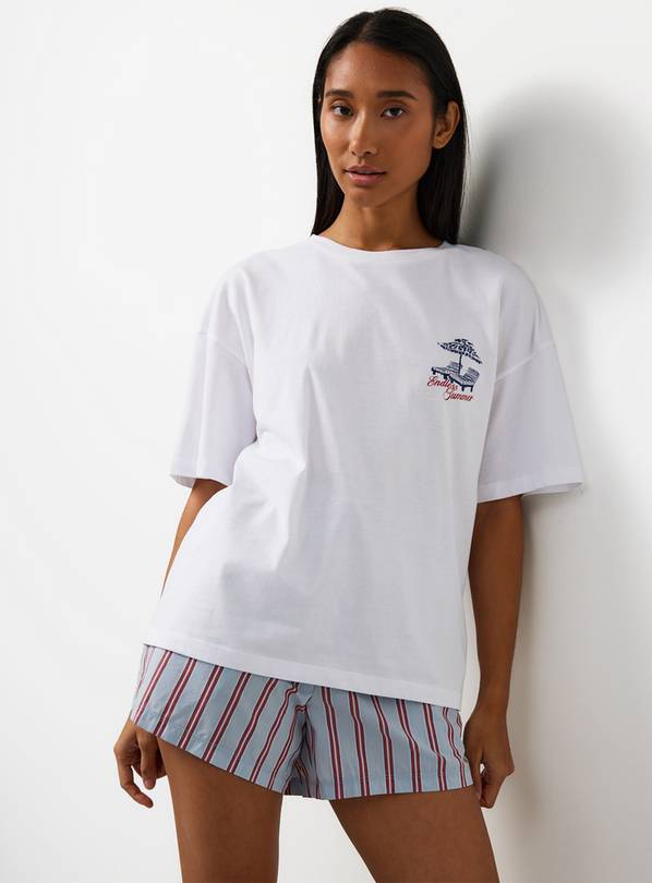 White Beach Club Graphic Shortie Pyjamas XL