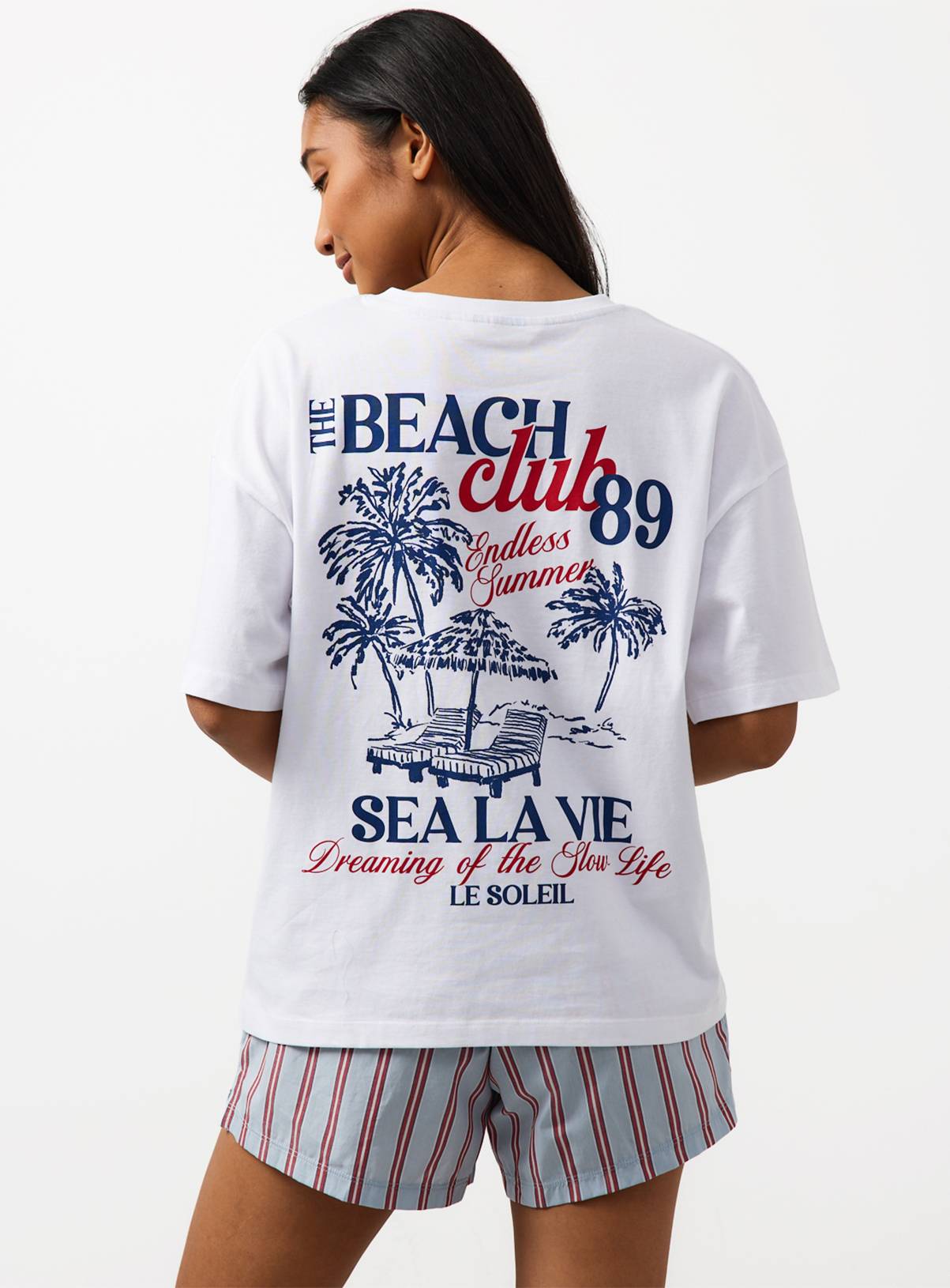 White Beach Club Graphic Shortie Pyjamas XL - Image 4