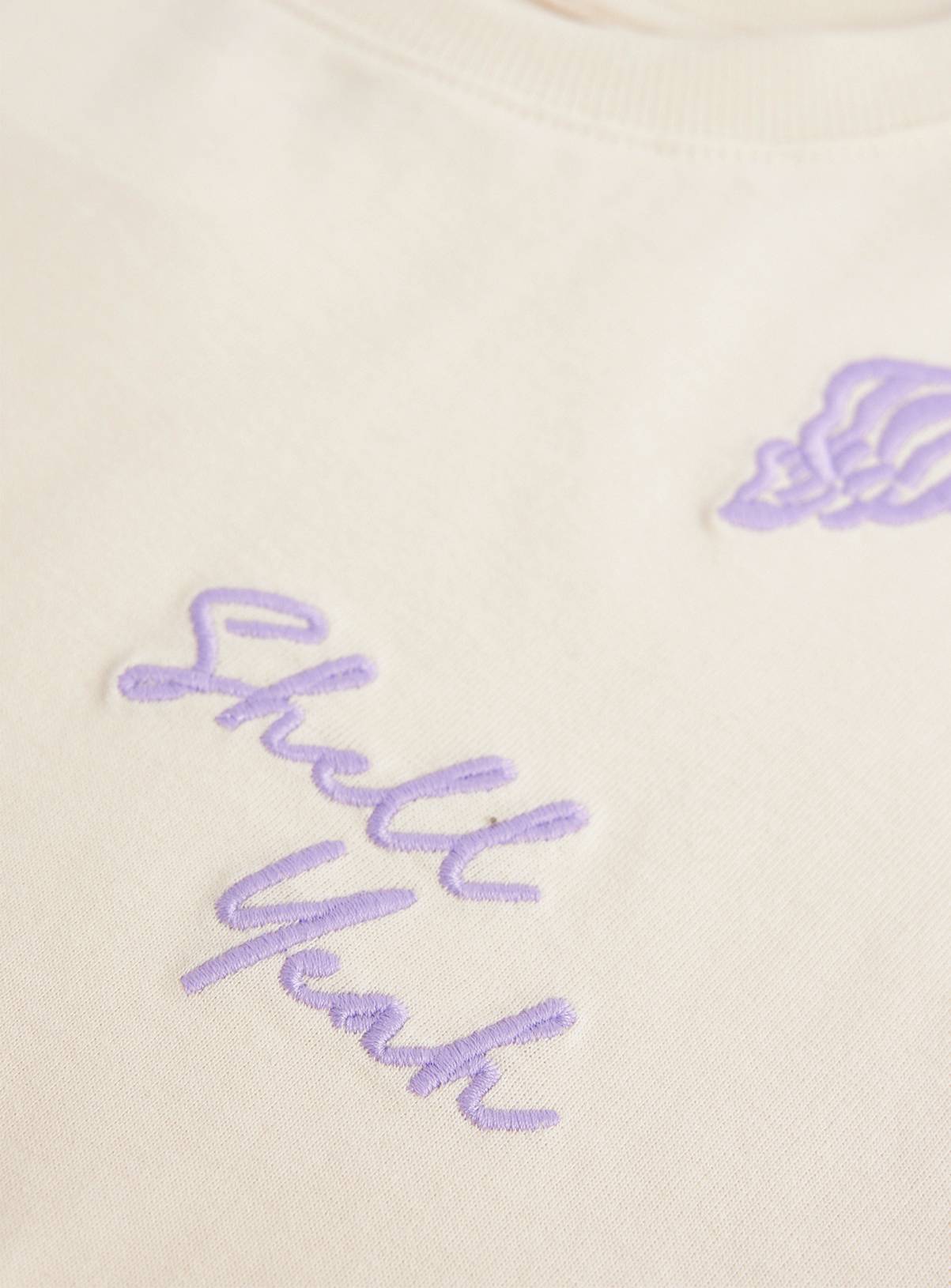Cream Beach Embroidered Boxy Fit T-Shirt 13 years - Image 2