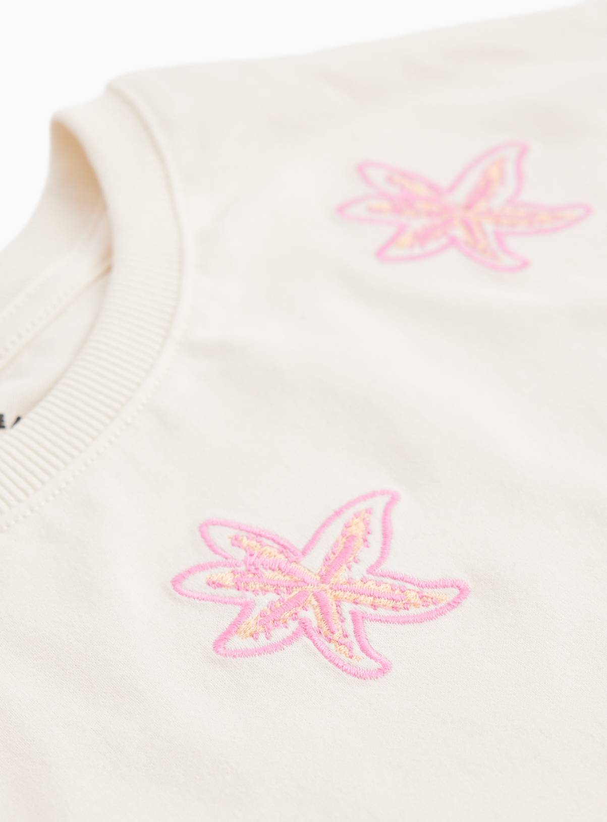 White Floral Embroidered Boxy Fit T-Shirt 13 years - Image 2