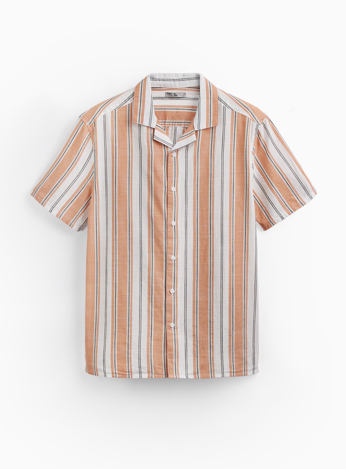 Orange Stripe Print Revere Neck Shirt L - Image 3 thumbnail