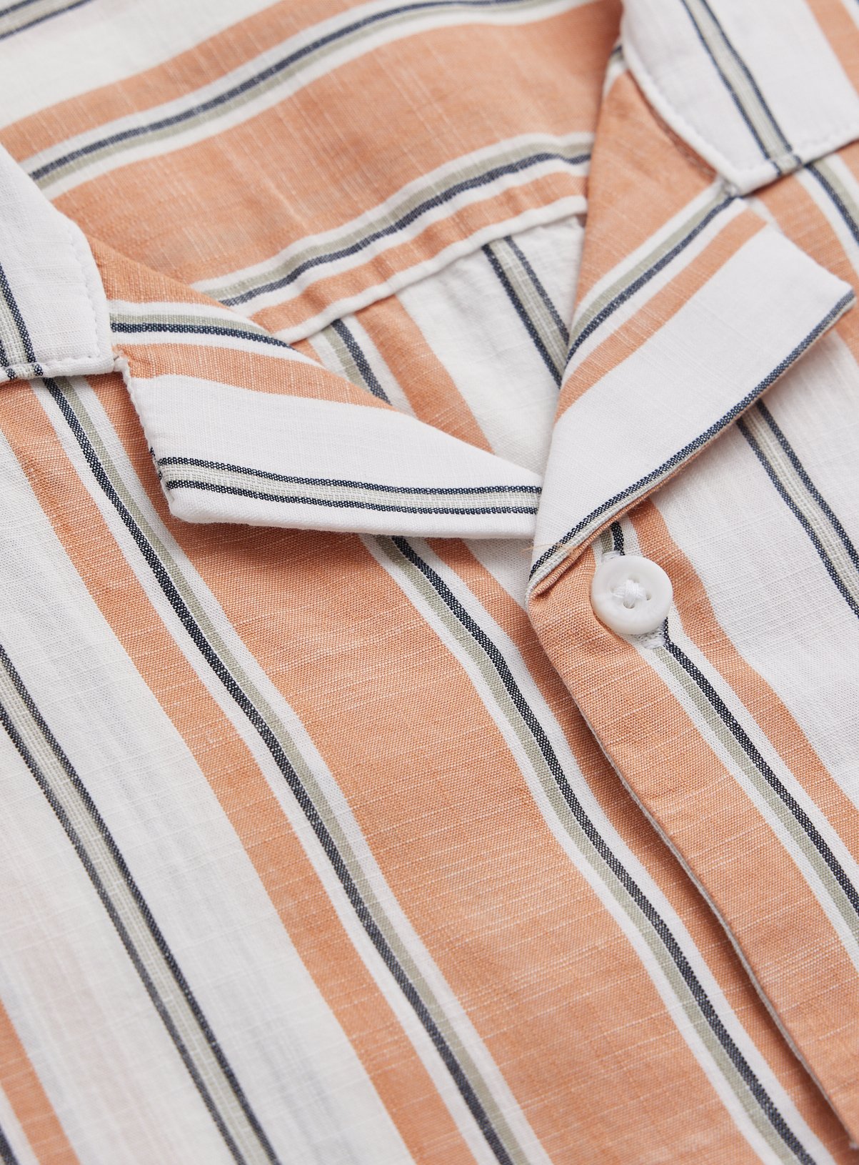 Orange Stripe Print Revere Neck Shirt L - Image 4 thumbnail