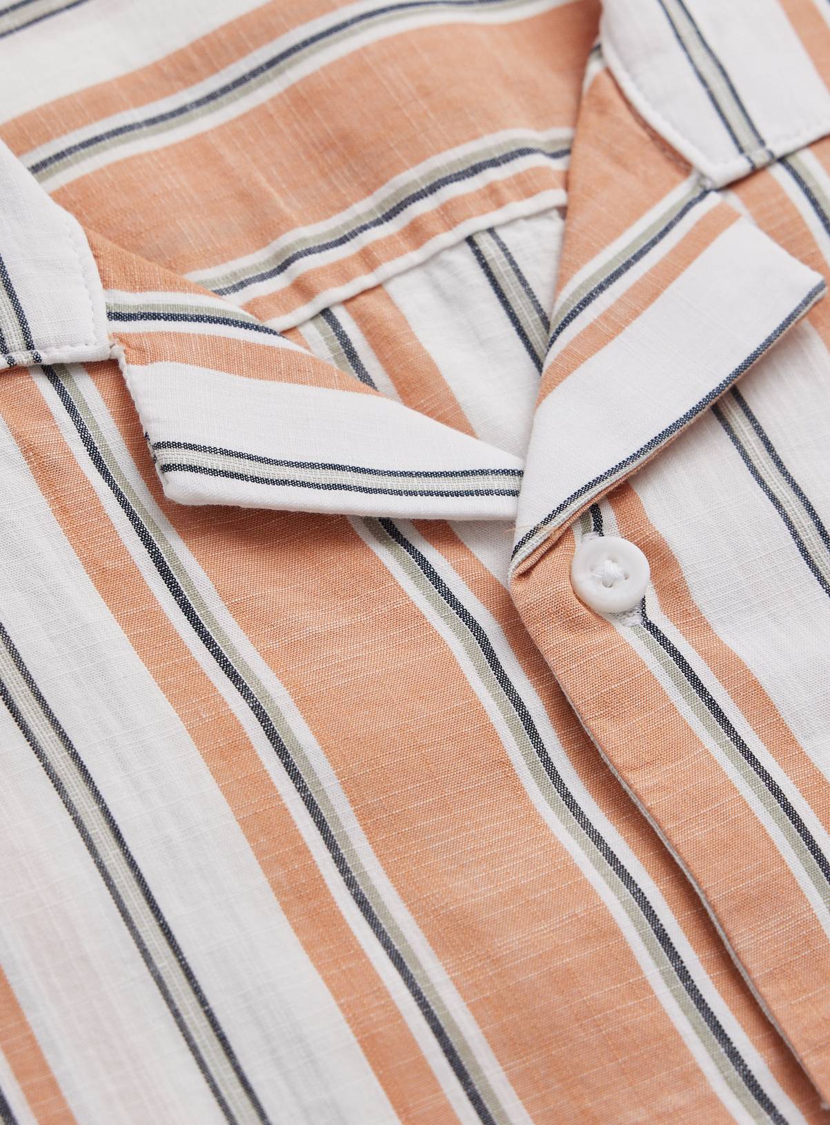 Orange Stripe Print Revere Neck Shirt L - Image 4