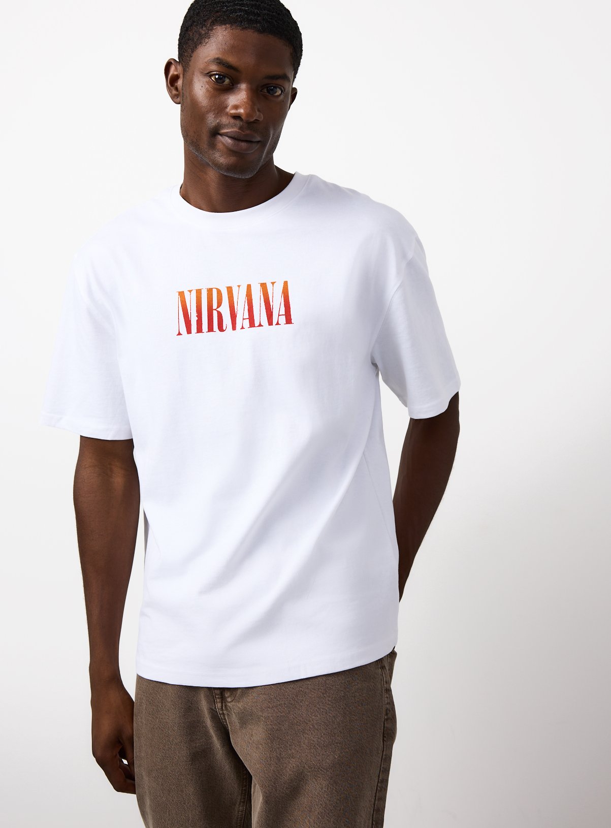 Buy White Nirvana Graphic Relaxed Fit T-Shirt L | Gifts for him