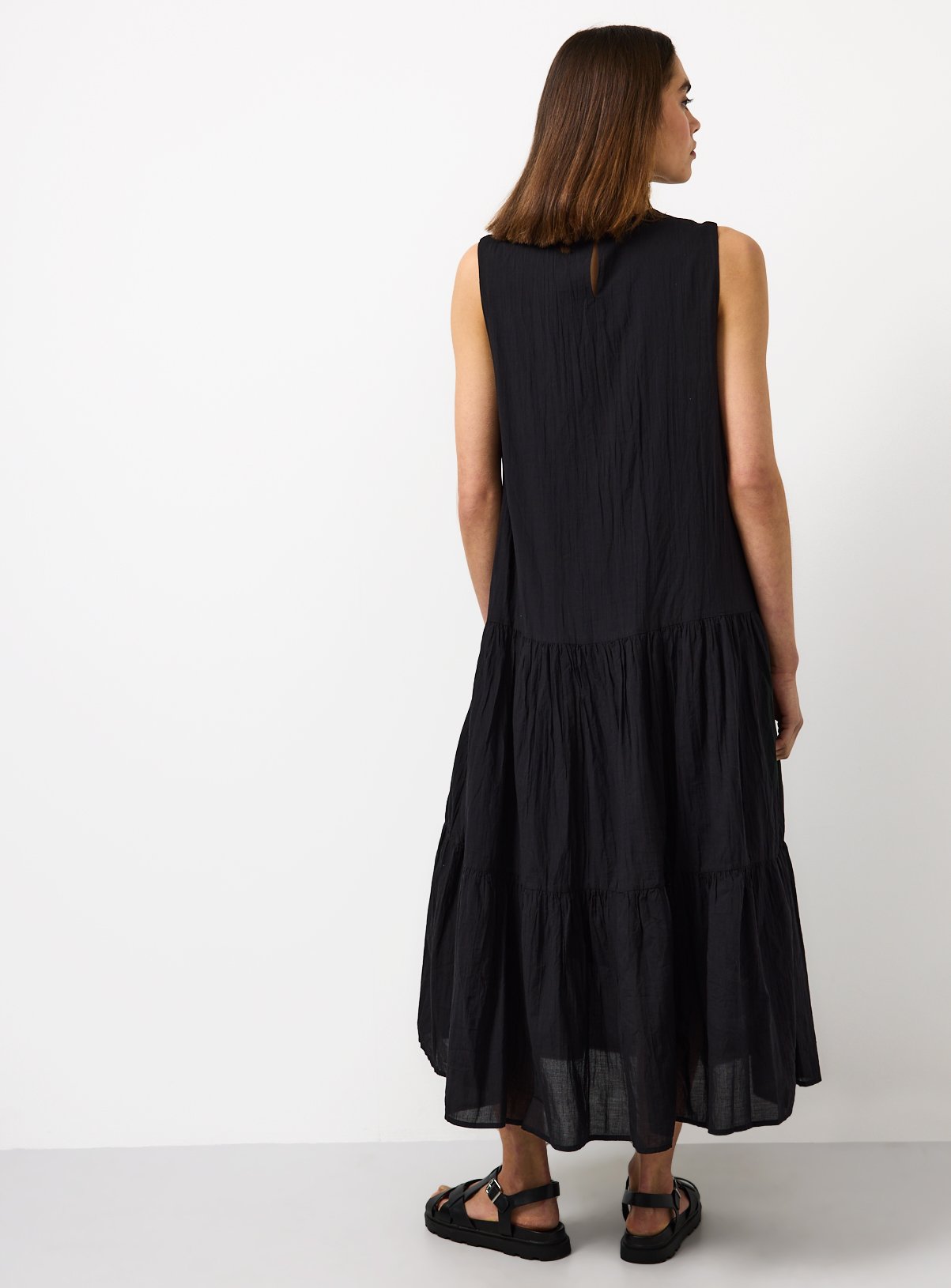Black Drop Waist Sleeveless Tiered Dress 20 - Image 4 thumbnail