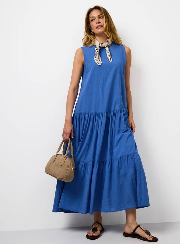 Blue Drop Waist Sleeveless Tiered Dress 18