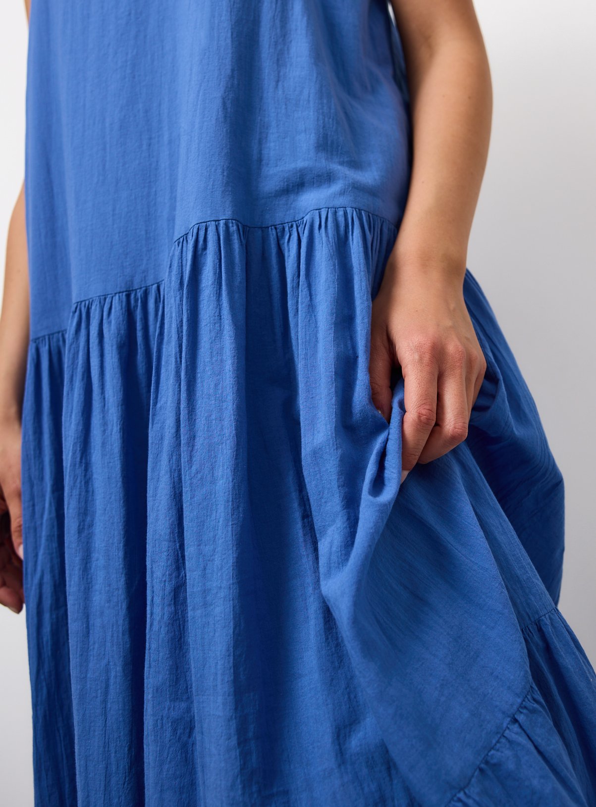 Blue Drop Waist Sleeveless Tiered Dress 18 - Image 3 thumbnail