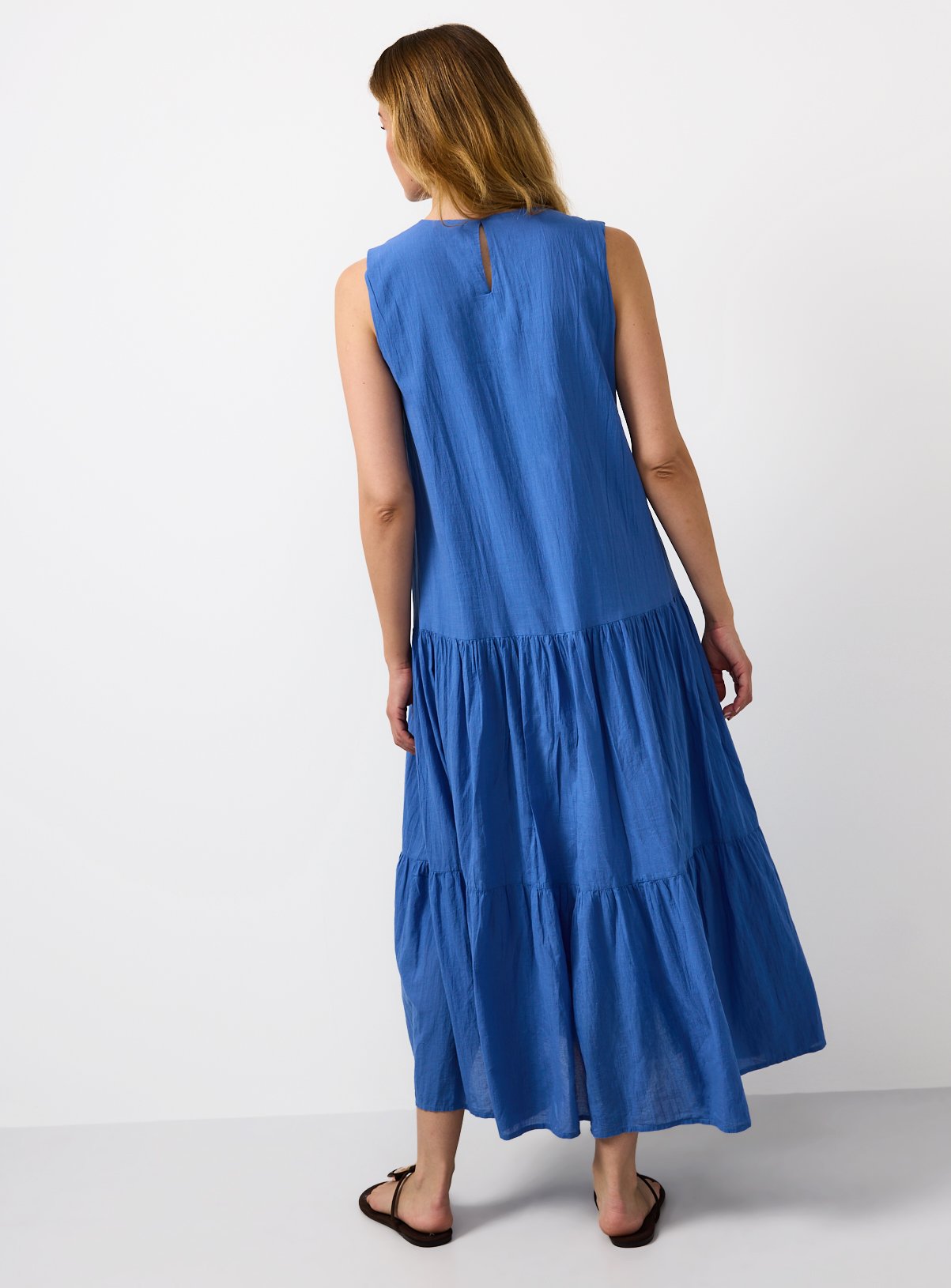 Blue Drop Waist Sleeveless Tiered Dress 18 - Image 4 thumbnail