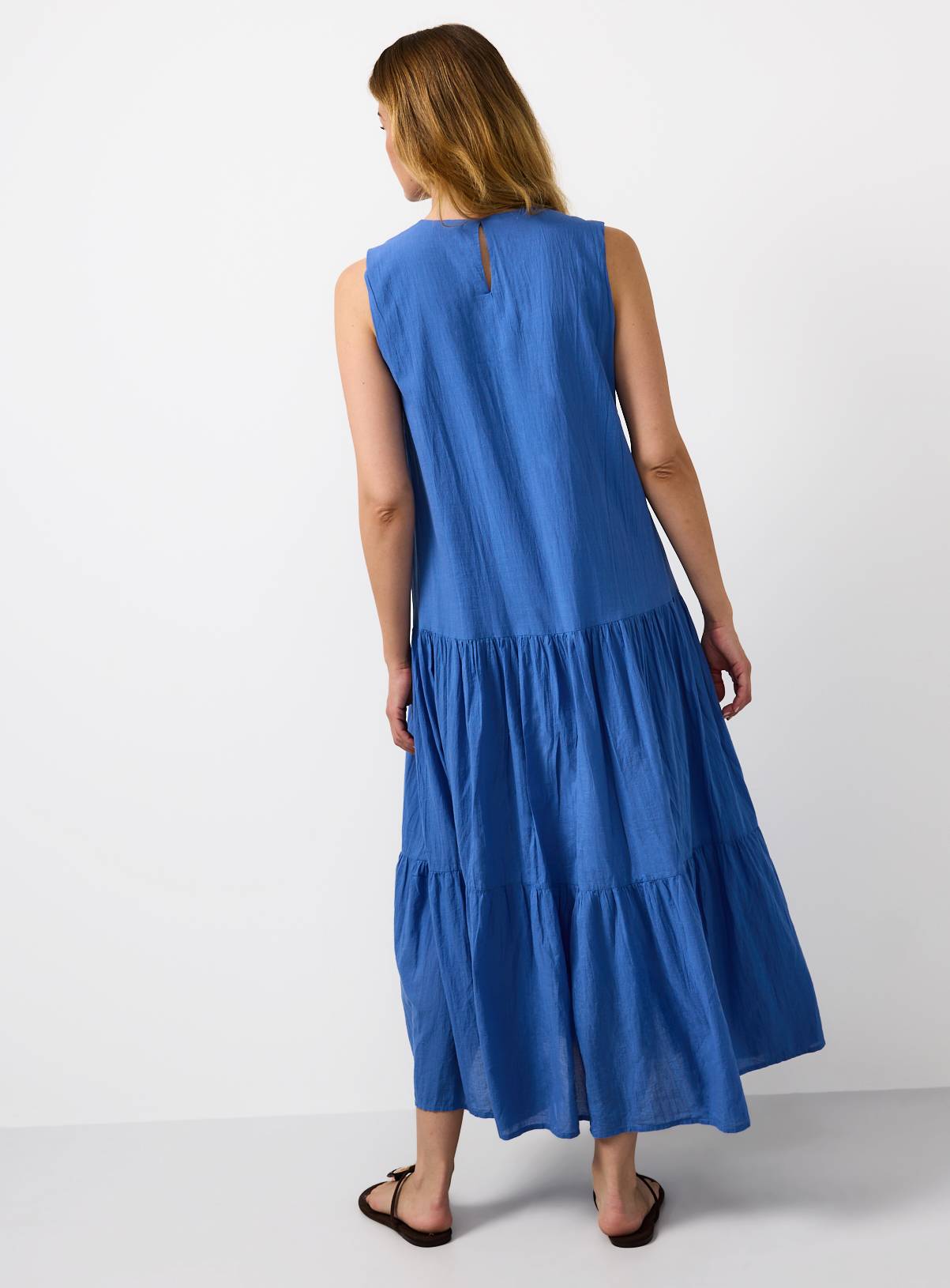 Blue Drop Waist Sleeveless Tiered Dress 18 - Image 4