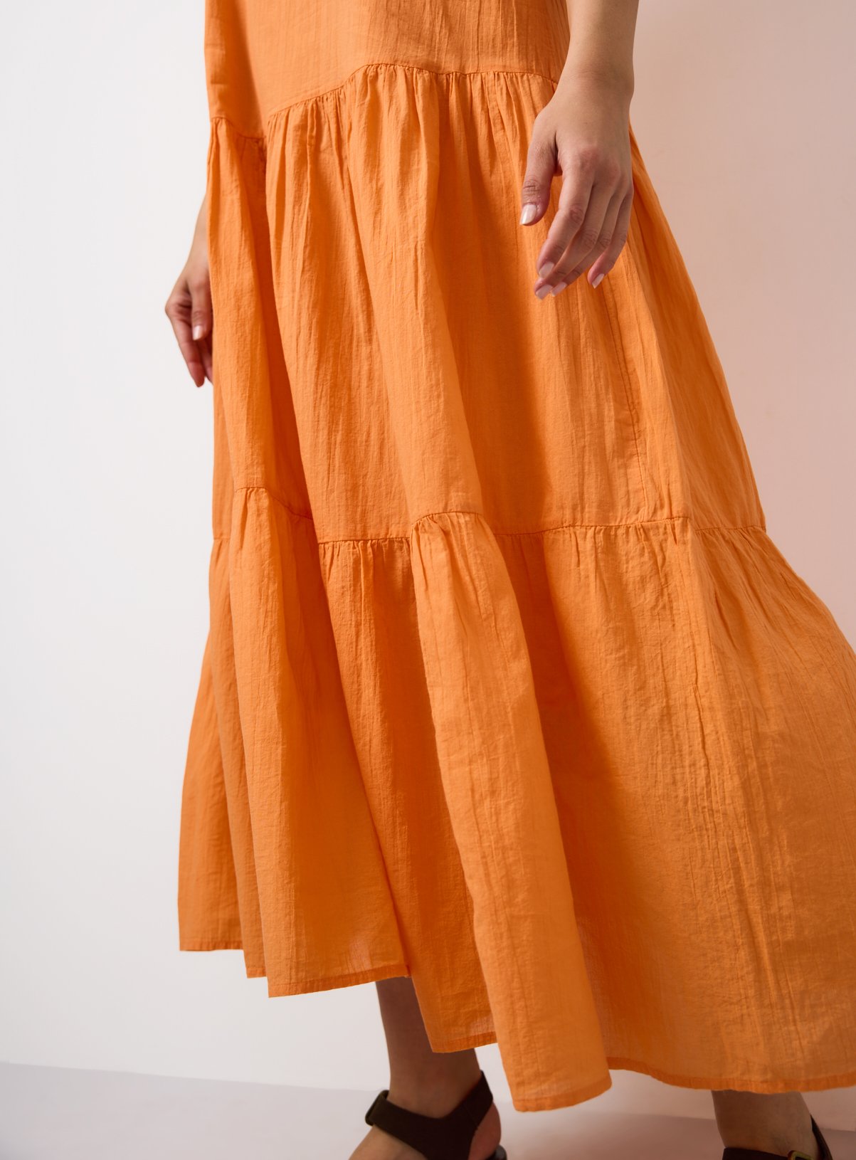 Orange Drop Waist Sleeveless Tiered Dress 14 - Image 4 thumbnail