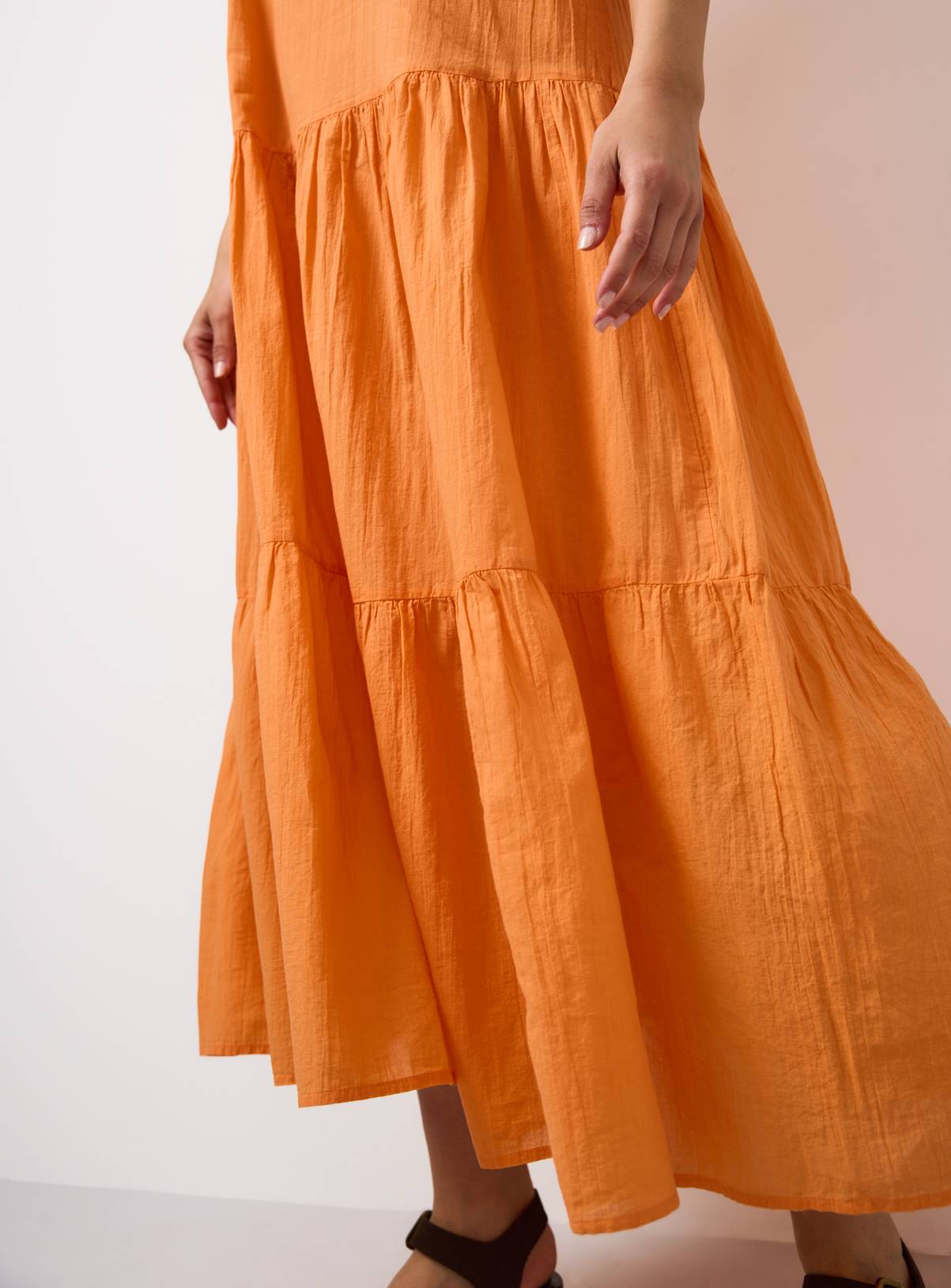 Orange Drop Waist Sleeveless Tiered Dress 14 - Image 4