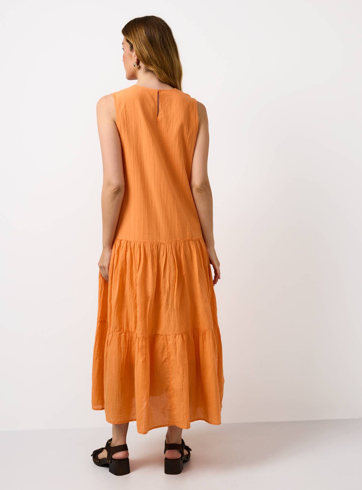 Orange Drop Waist Sleeveless Tiered Dress 14 - Image 5
